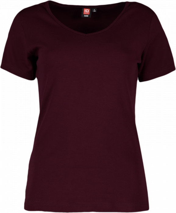 ID - Ladies' Interlock T-Shirt V-Neck - Bordeaux