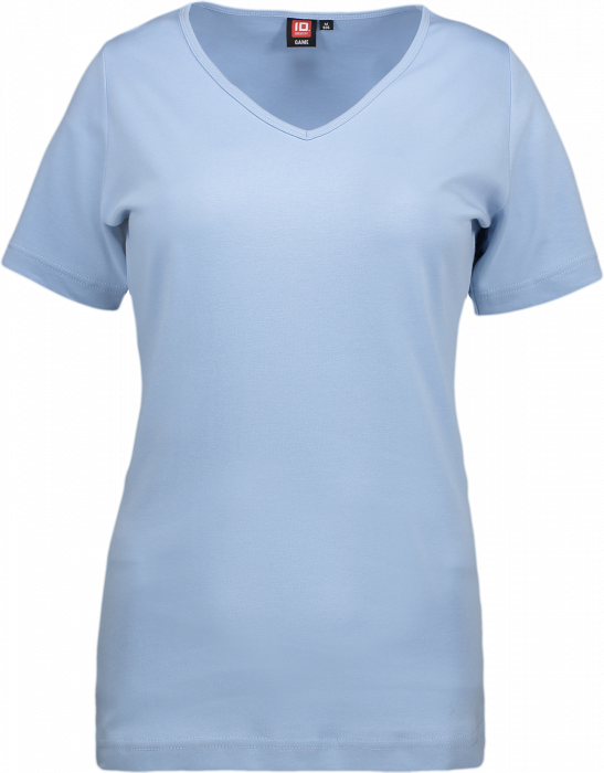 ID - Ladies' Interlock T-Shirt V-Neck - Azul claro