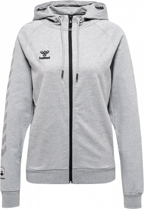 Hummel - Move Grid Cotton Zip Hoodie Women - Grey Melange