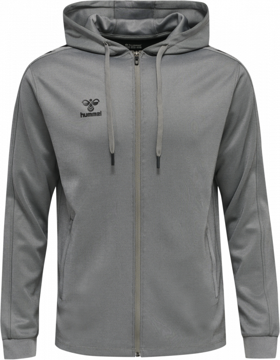 Hummel - Core Xk Poly Hoodie With Zipper - Grey Melange & svart