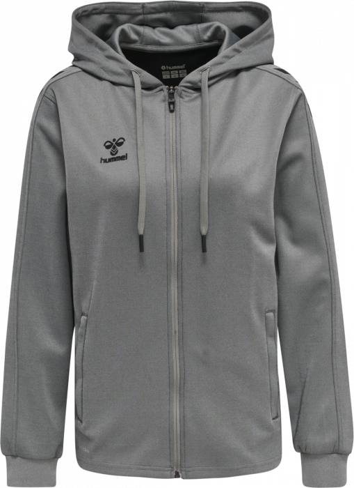 Hummel - Core Xk Poly Hoodie With Zipper Women - Grey Melange & schwarz