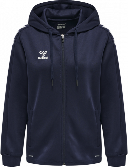 Hummel - Core Xk Poly Hoodie With Zipper Women - Marine & blanco