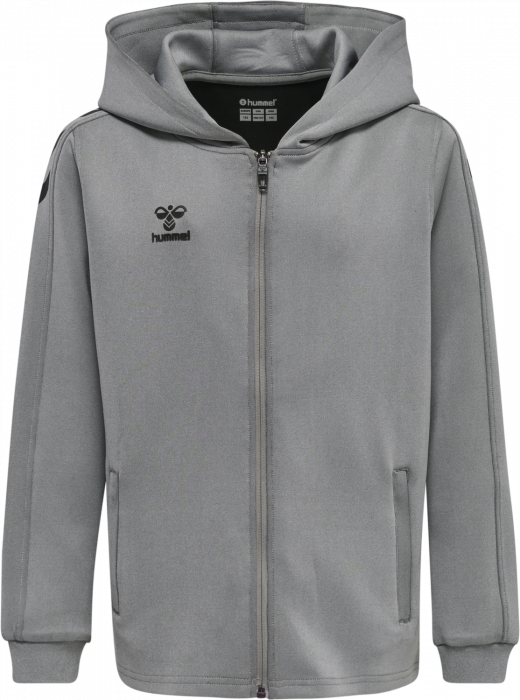 Hummel - Core Xk Poly Hoodie With Zipper Jr - Grey Melange & svart