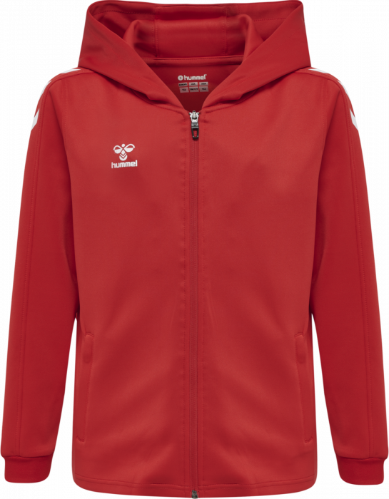 Hummel - Core Xk Poly Hoodie With Zipper Jr - True Red & vit