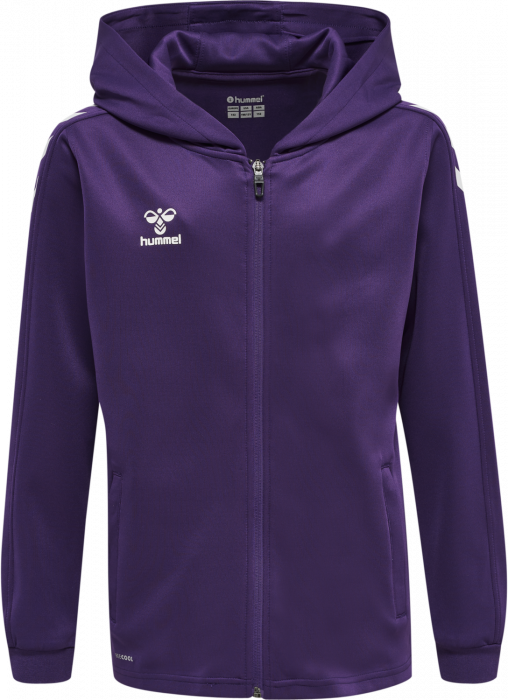 Hummel - Core Xk Poly Hoodie With Zipper Jr - Purple Reign & bianco