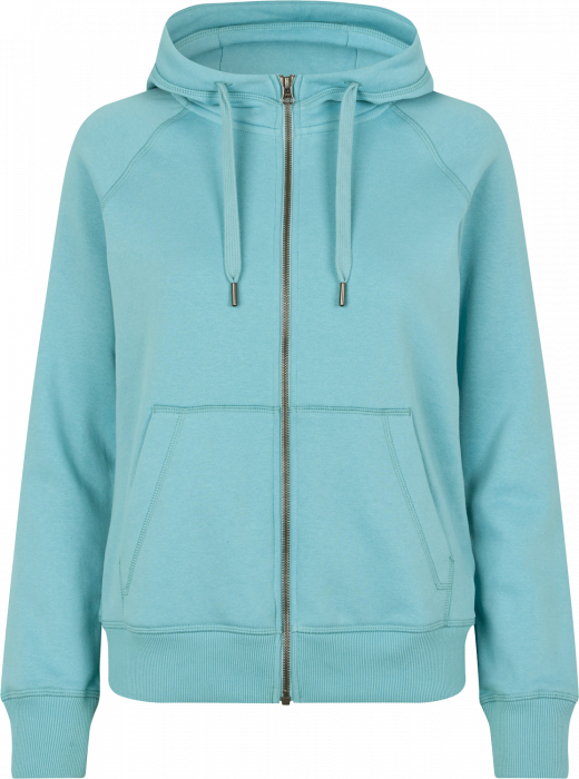 ID - Hoodie W. Zip  (Woman) - Støvet Aqua