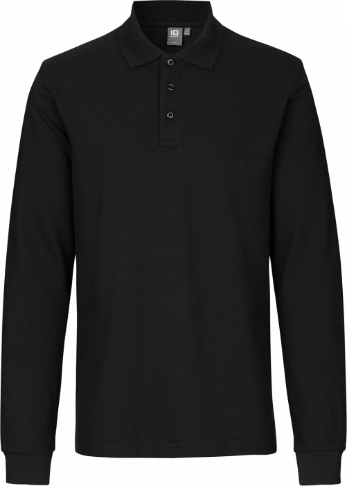 ID - Long-Sleeved Polo Shirt Stretch - Zwart