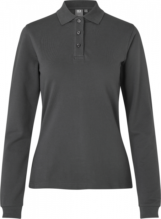 ID - Langærmet Poloshirt Stretch Dame - Charcoal