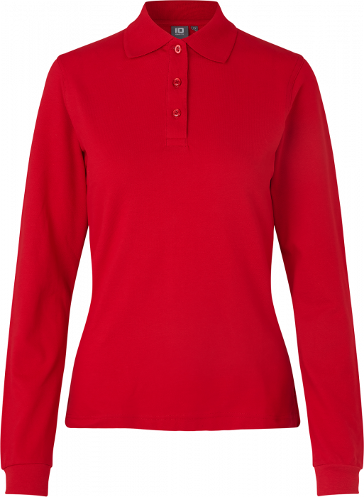 ID - Long-Sleeved Polo Shirt Stretch Woman - Rosso