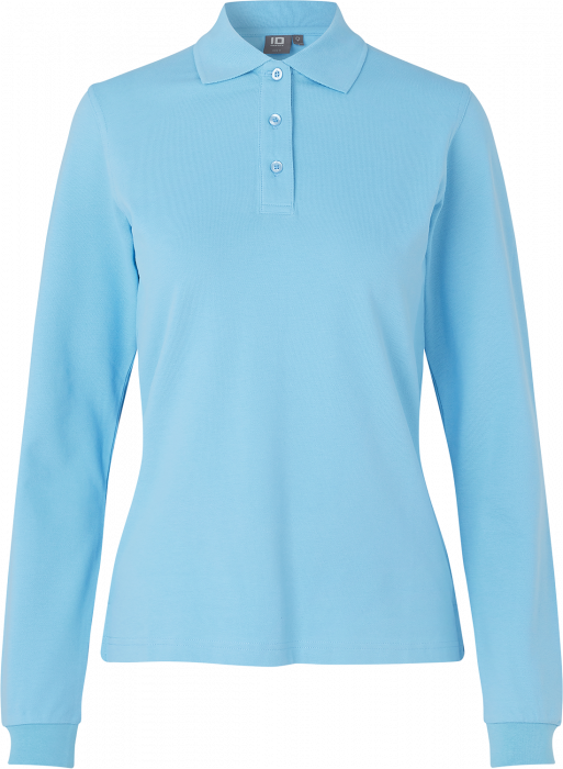 ID - Long-Sleeved Polo Shirt Stretch Woman - Ljus blå