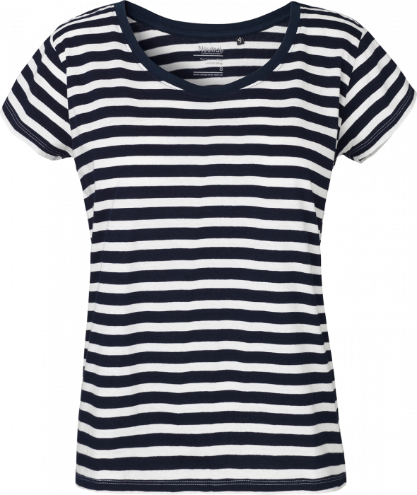 Neutral - Striped T-Shirt Loose Fit Female - White & granat