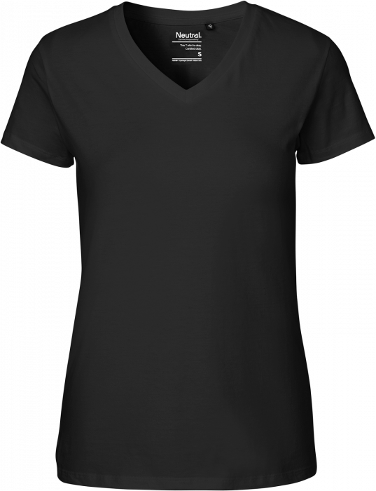 Neutral - Organic Cotton Tee W. V-Neck Women - Black